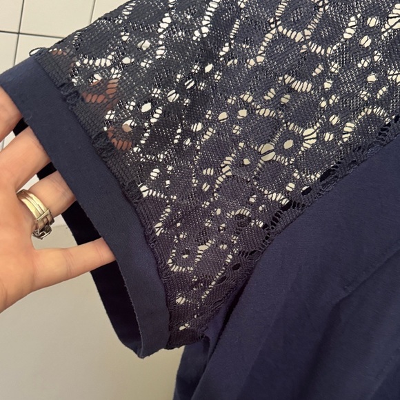 SHEIN Dark Blue Blouse with Lace Detail - Picture 5 of 7